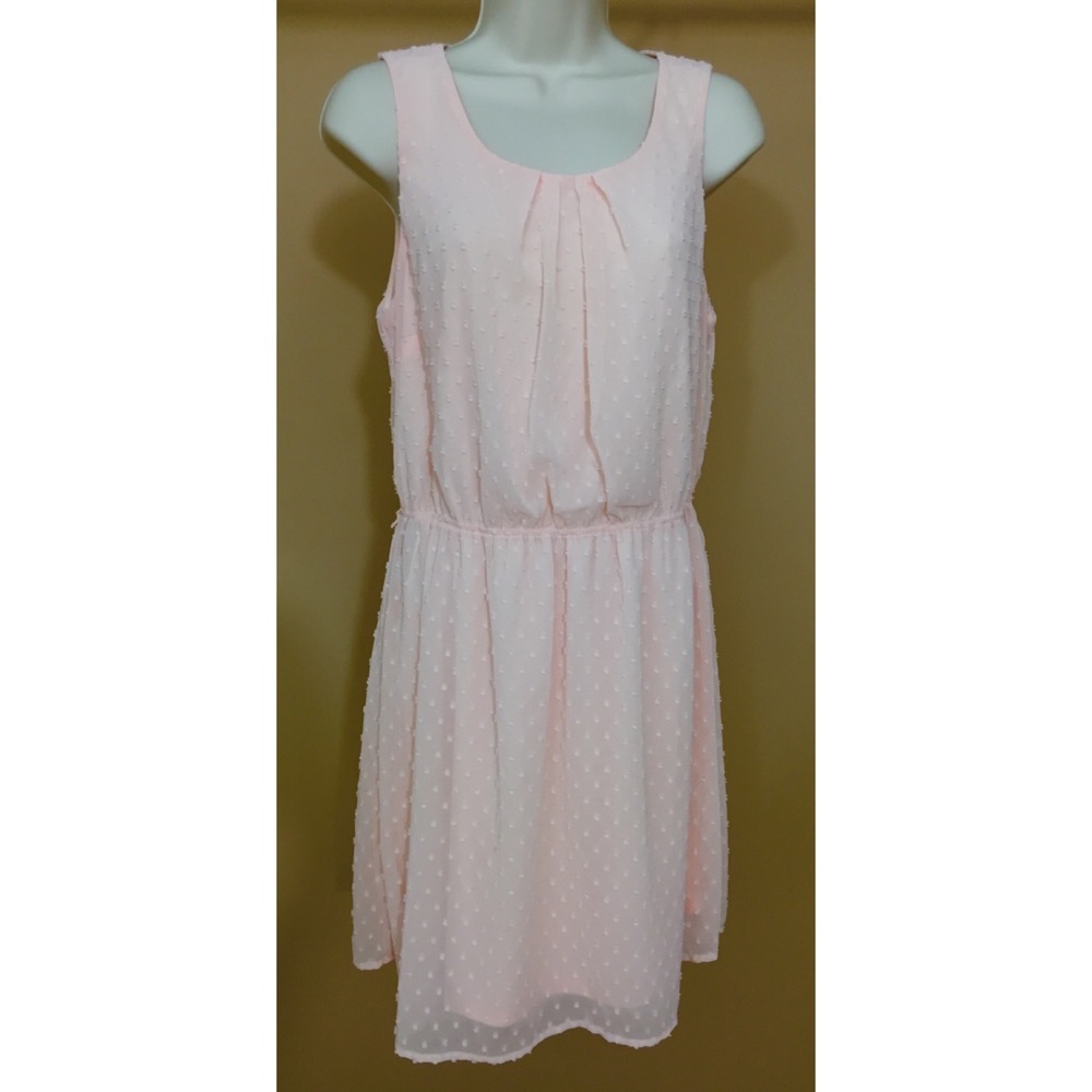 Elle Light Pink Dress with Textured Dots